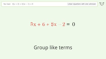 Solve 3(x+2)+2(4x-1)=0: Linear Equation Video Solution | Tiger Algebra