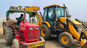 New Jcb 3dx Eco Xpert Loading Red Mud In Mahindra and Swaraj Tractors | Jcb and Tractor Cartoon