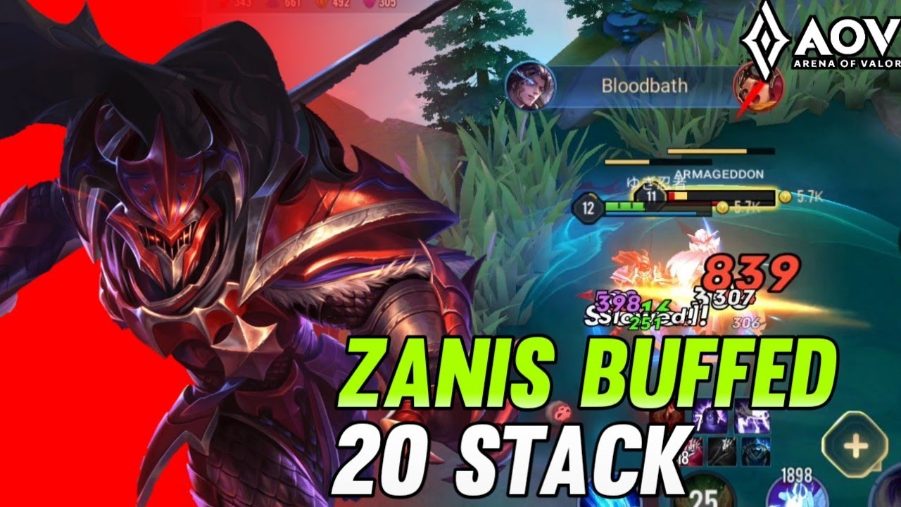 AoV : ZANIS BUFFED NEW PATCH | 20 STACK - ARENA OF LEGENDS
