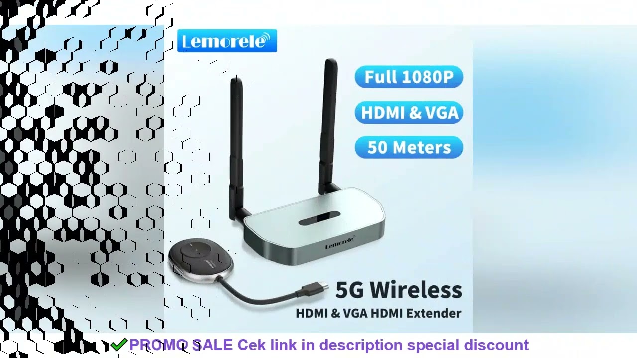 Lemorele 50m Wireless HDMI Transceiver 1080P Video Transmitter & Receiver Extender Display Adapter D