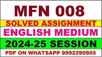 mfn 8 solved assignment 2024-25 | mfn 8 solved assignment in english 2025 | mfn 8 2024-25