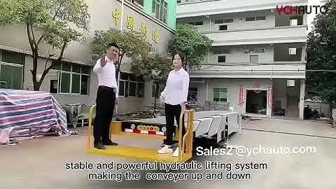 Portable telescopic belt conveyor with platform for container loading unloading boxes