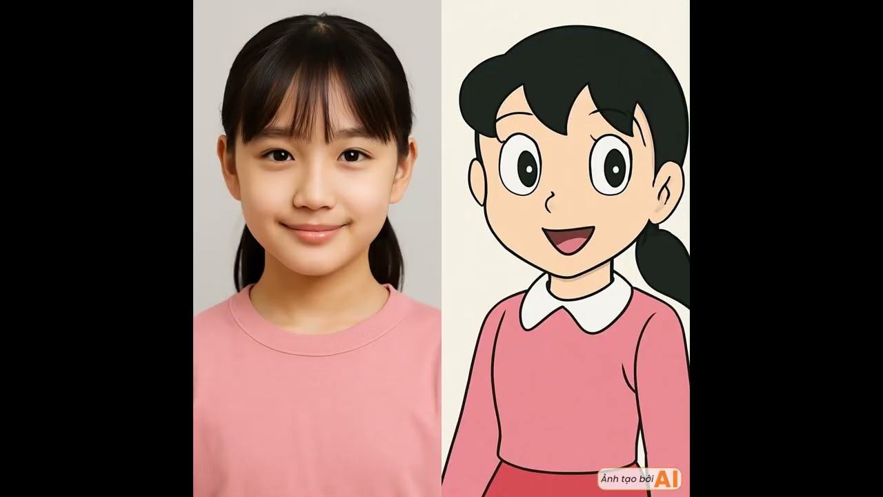 Dàn nhân vật hoạt hình Doraemon hóa người thật Shizuka đẹp hơn bản gốc