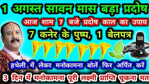 1 अगस्त प्रदोष सावन मास 7 कनेर के पुष्प 1 बेलपत्र प्रदोष काल में करें उपाय लक्ष्मी #सावन #प्रदोष