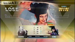 STREET FIGHTER V My Juri Against Zangief And Karin Cpu A.Is Level 8 Max Difficulty