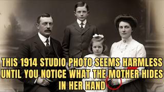 This 1914 Studio Photo Seems Harmless — Until You Notice What the Mother Hides in Her Hand