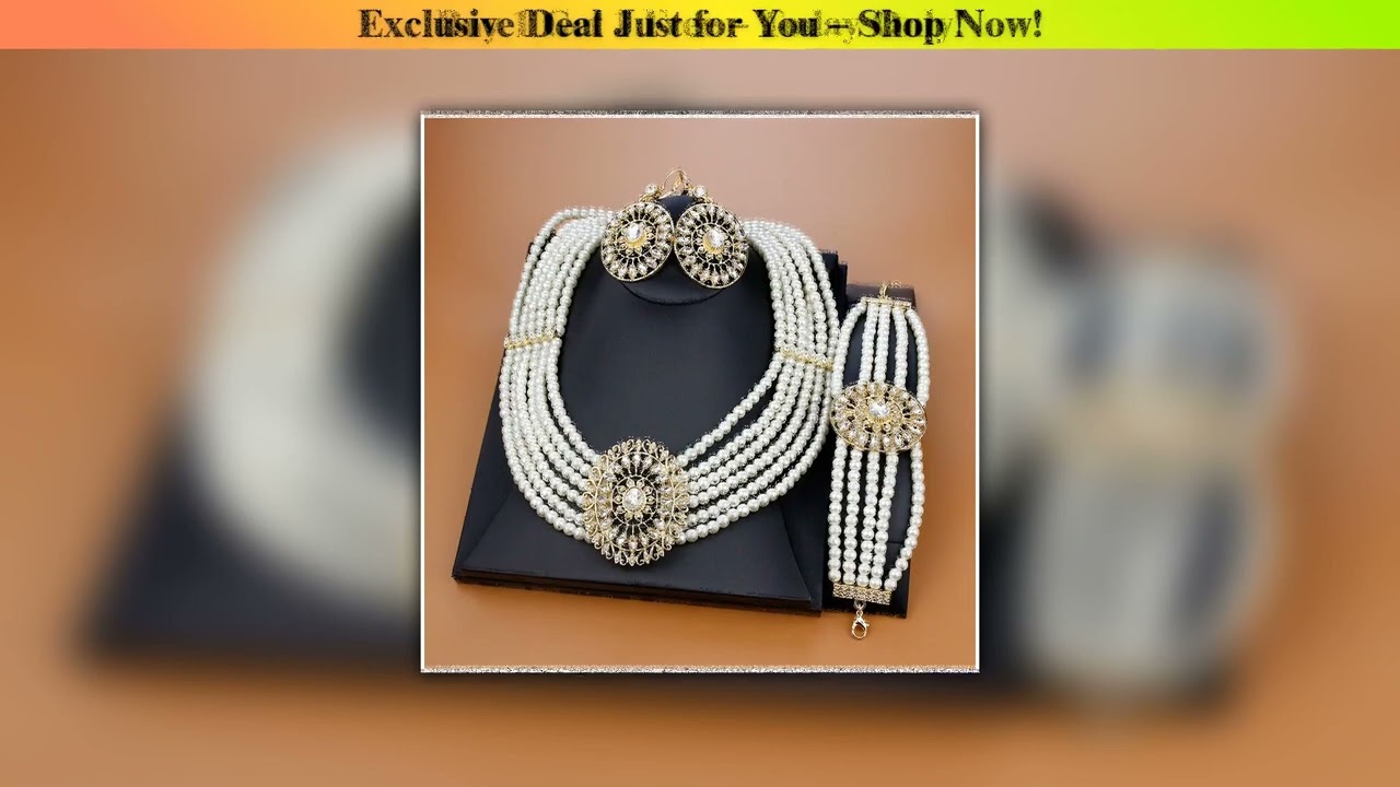 New Arrival Sunspicems Gold Color Arabic Pearl Bead Choker Necklace Earring Bracelet Algeria Morocc