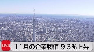 11月の企業物価9.3％上昇　指数は過去最高（2022年12月12日）