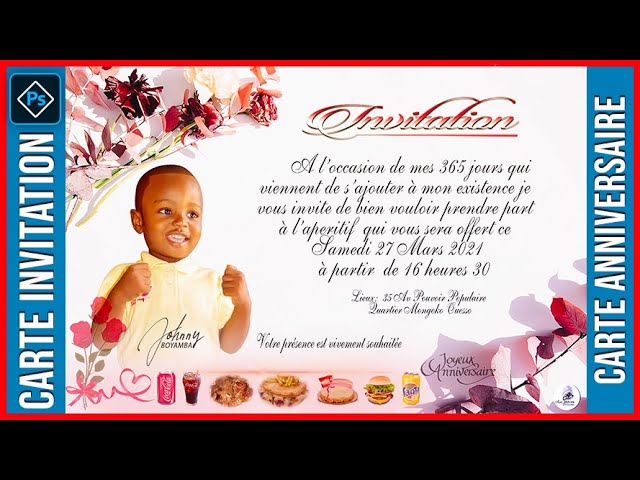 TUTO BOY, COMMENT FAIRE UNE CARTE INVITATION SUR PHOTOSHOP Anniversaire 