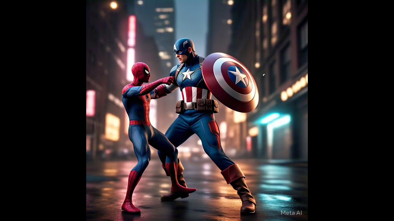Spider-Man vs Captain America Epic Battle Scene 5D Animation 