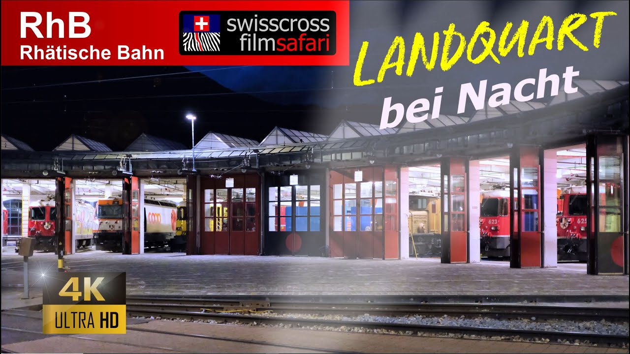 RhB Rhätische Bahn Sommernacht im Bahnhof Landquart , Drehscheibe Lokdepot,  Rhaetian Railway