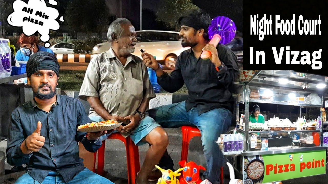 Night Food Court In Vizag || All Mix Chicken Pizza || Indian Street Food