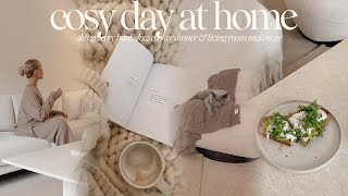 COSY DAY AT HOME | aldi grocery haul, slow cooker dinner & living room makeover