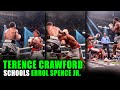 Errol spence jr getting beat up by terence crawford  every ringside view fight angles