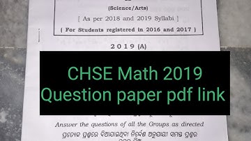 CHSE Math 2019 Question paper | CHSE Board Mathematics previous year question paper