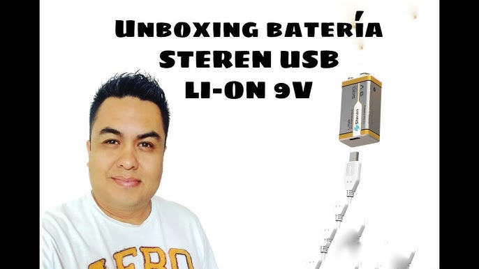 Batería recargable USB Li-Ion tipo 9V (cuadrada), de 400 mAh Bat-li-9v Usb  Steren BAT-LI-9V USB
