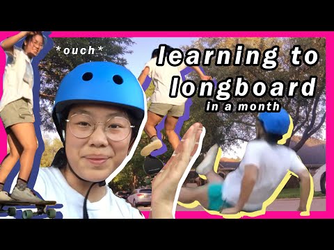 beginner girl ~learns~ to skate 1 Month Longboard Progression