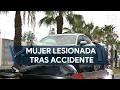 Mujer resulta lesionada tras accidente vial en la colonia Las Cumbres en Monterrey