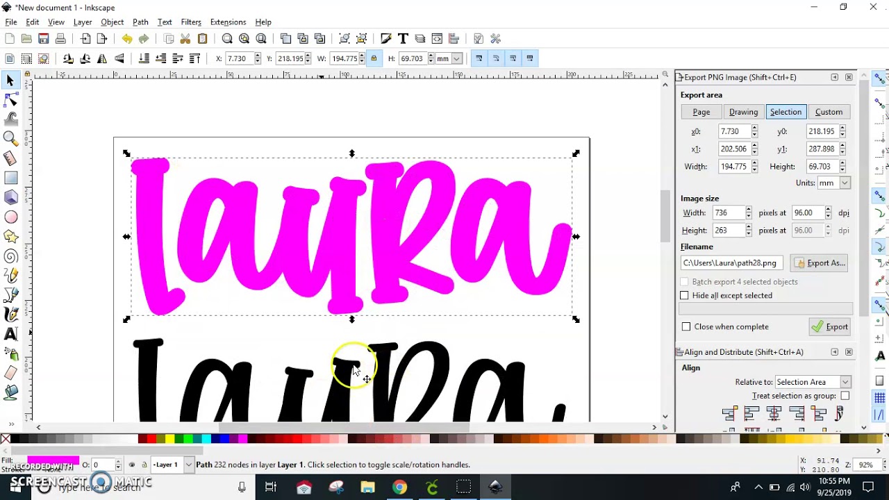 inkscape font in inces