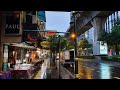 [4K] Walking in the Rain in Bangkok | Asok to Nana BTS Station