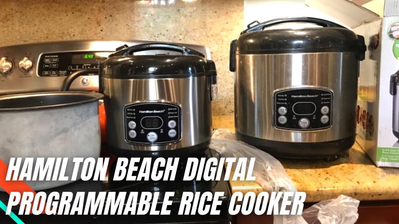  Hamilton Beach Digital Programmable Rice and Slow Cooker & Food  Steamer, 20 Cups Cooked (10 Cups Uncooked), 12 Pre-Programmed Settings for  Sauté, Hot Cereal, Soup, Nonstick Pot, Stainless Steel (37523): Home