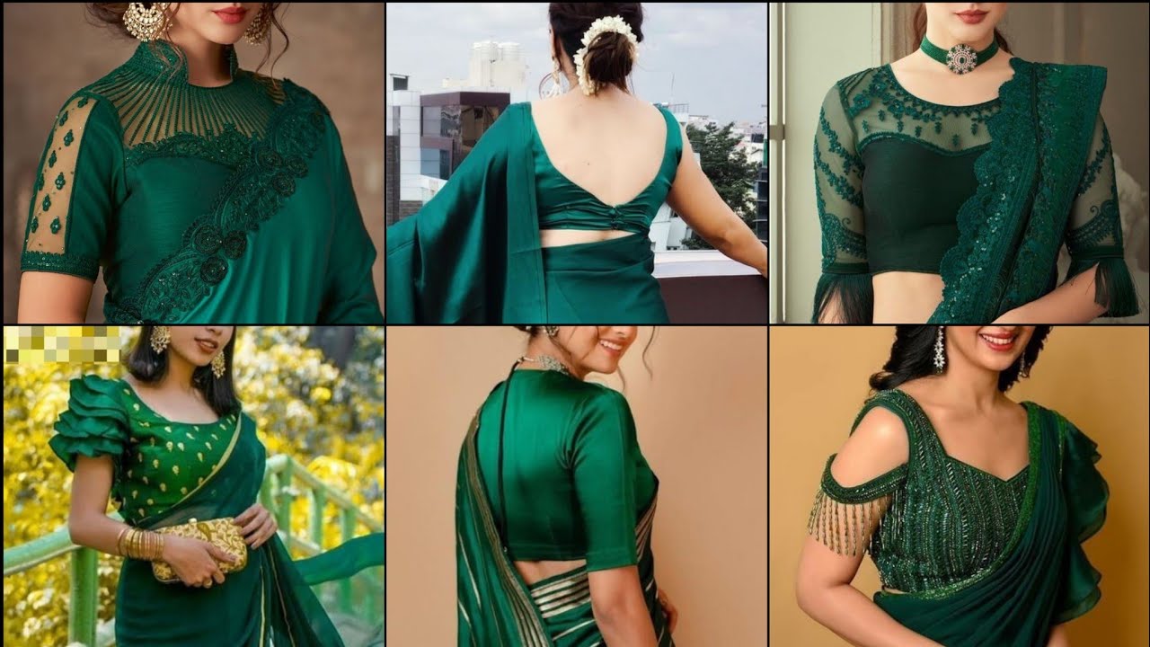 Green Saree Green Blouse Designs New Model Blouse Back Neck ...