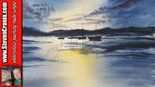 seascape boats watercolour watercolor bay tutorial
