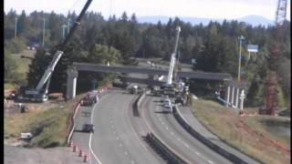Time-Lapse of girder setting over I-5 near Salmon Creek