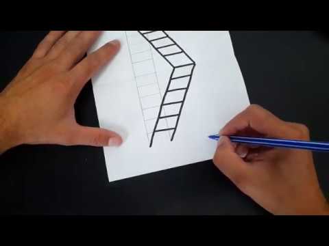 How to Draw a 3D Ladder - Trick Art For Kids - 4k video - როგორ დავხატოთ კიბე 3 D -ში.