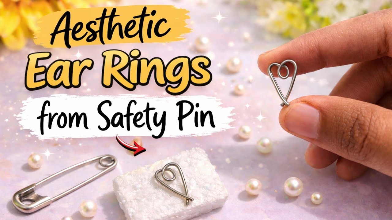 DIY heart shape ear rings at home/no piercing earrings/asthetic earrings/best earrings ever/asthetic
