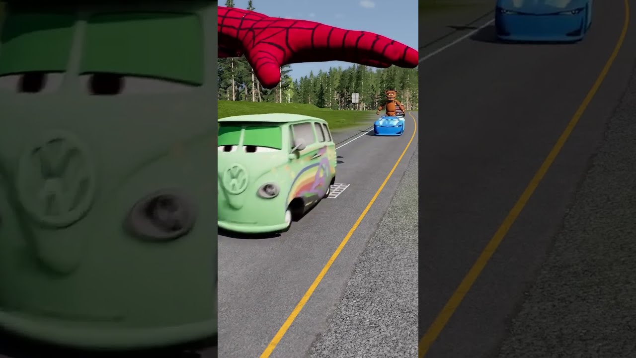 Ridiculous Cars Against Triple Skibidi ToiletHead Bollard Giant Spinning Hammer 