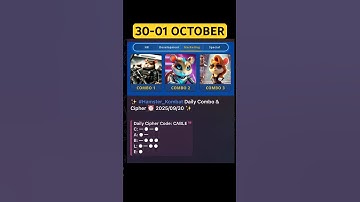 Hamster Daily Cipher & Combo 30 & 01 October | 01 October Hamster Daily Combo & Cipher |