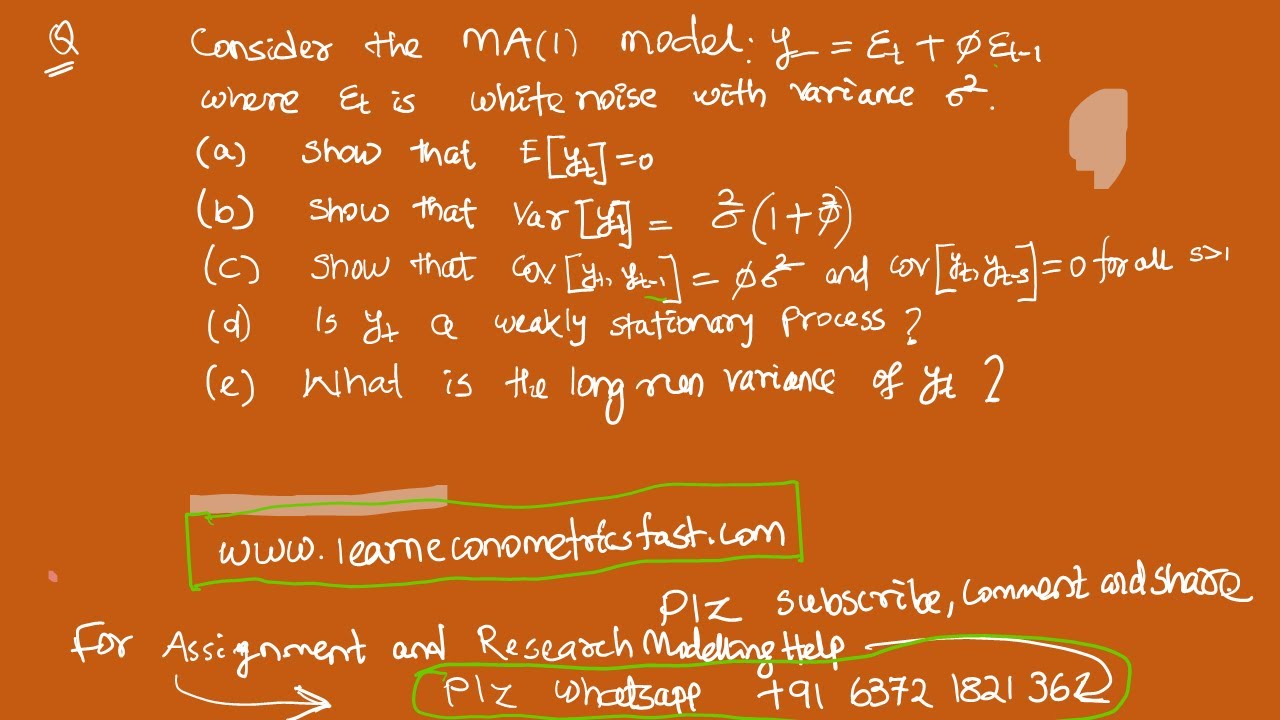 Econometrics Questions & Answer MA(1), Weakly Stationary, Expected