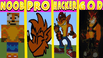 Minecraft Pixel Battle NOOB vs PRO vs HACKER vs GOD FNF crash bandicoot