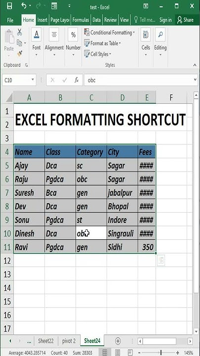 EXCEL FORMATTING SHORTCUT | FORMATTING TRICK IN EXCEL | DIGITAL BHANDAR ...