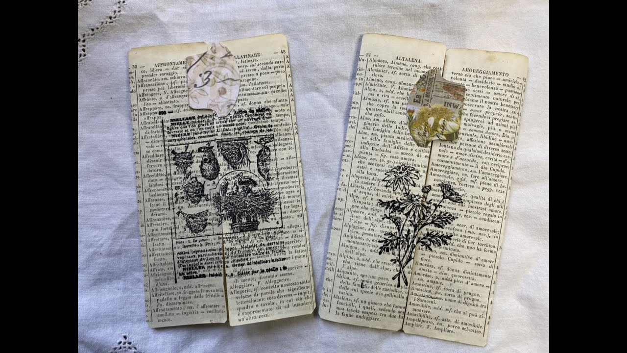 Tutorial secret journal spot with antique book pages and ephemra for a botanical journal