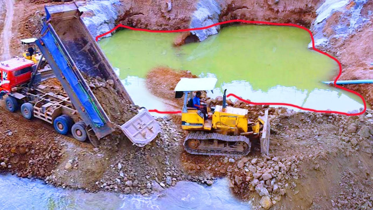 Best Action! Good Action Of Adding Rock Soils Into Deep Water Using ...