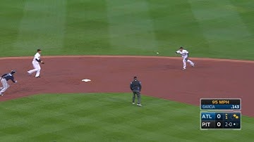 ATL@PIT: Frazier nabs liner, flips to second for DP