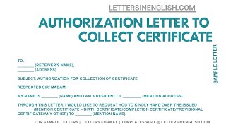How to Write an Authorization Letter to Collect Certificate | Letters in English