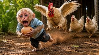 Oh No! Baby Monkey Baba Stole the Chickens' First Egg!