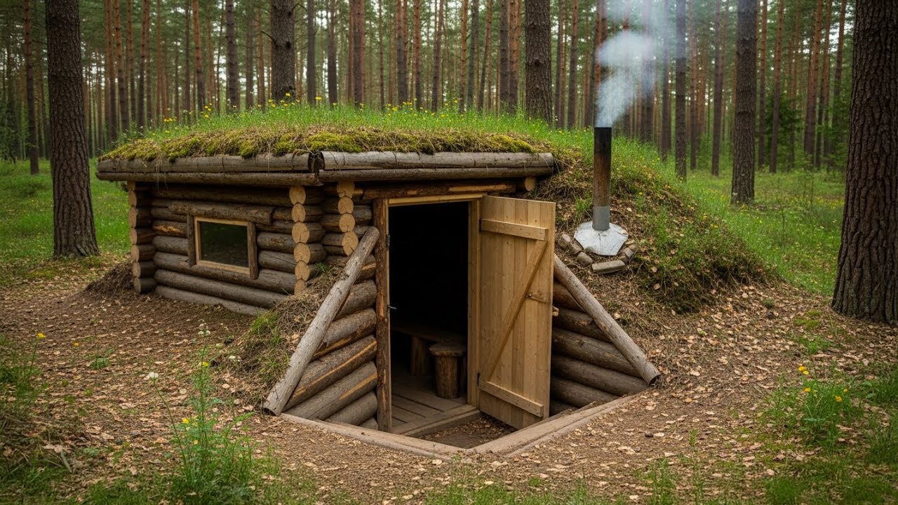 Forest Challenge – Building a Log Cabin Alone in 90 Days #viral # ...