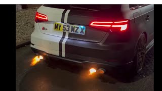 Audi S3 8V Stage 2 - 400bhp 550nm Pops Flames & crackles