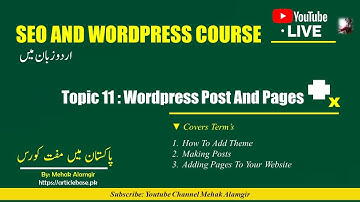 WordPress Theme, Posts, Pages, and Categories Explained in Urdu/Hindi