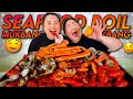 Giant king crab seafood boil  giant shrimp  snow crab  mussels  clams mukbang  eating show