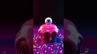 Eyeball Cupcake Duo Loop | Hypnotic 3D Horror-Comedy Animation with Glossy Candy Monsters