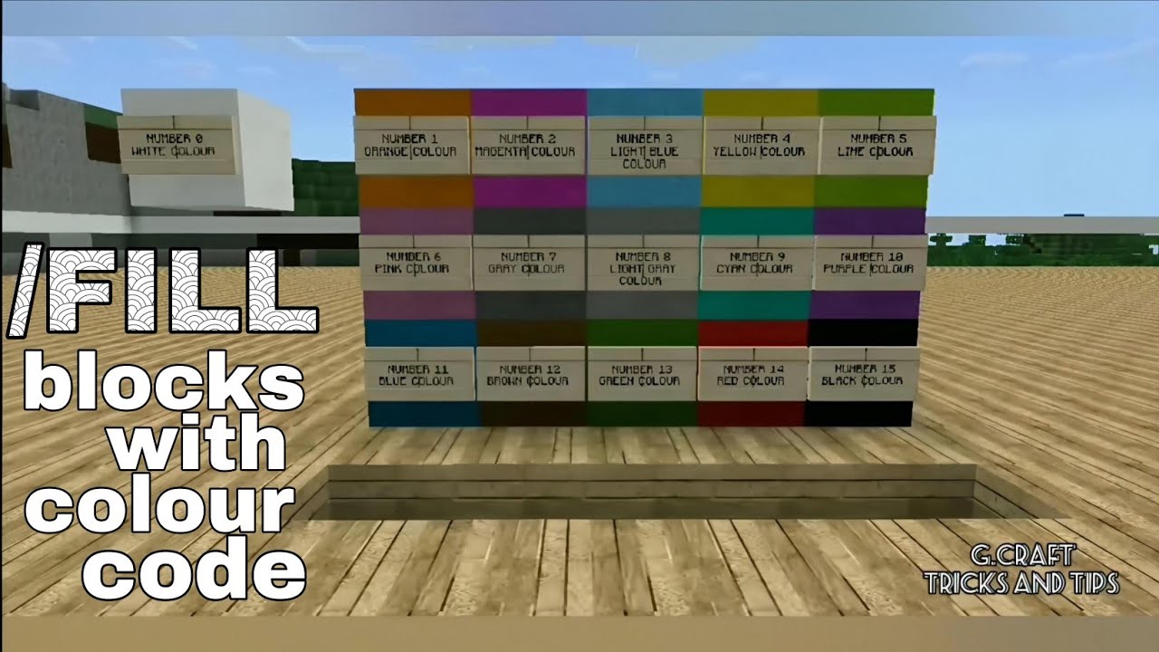 how to fill blocks in minecraft using commands at... Minecraft: How To Use Fill command with all blocks colour code in ...