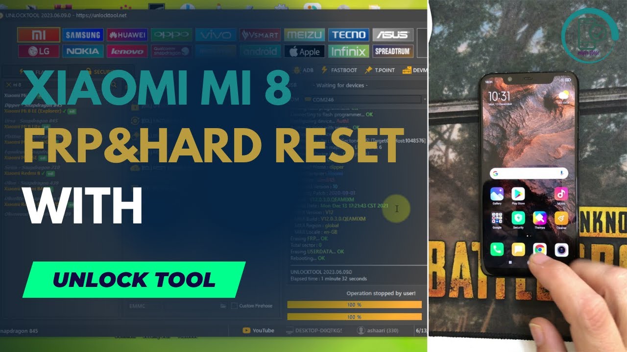 Xiaomi Mi 8 hard reset & frp bypass unlock tool