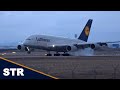 CLOSE-UP Airbus A380 Landing &amp; Takeoff at Stuttgart Airport