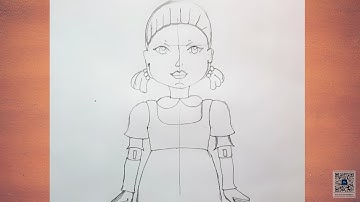 How to draw squid game doll easy step by step. Squid game doll drawing tutorial.  #squidgame