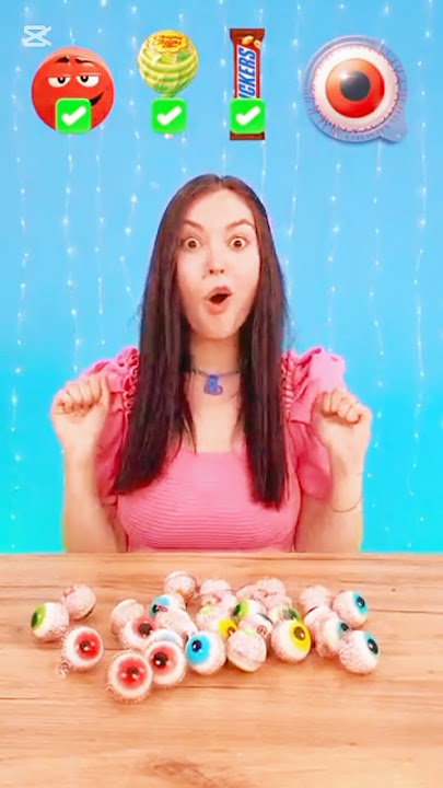 Tiny M&M’s vs Giant Gummy Eyeball Who Wins 😱🍬👁️ #funny #magic #shorts